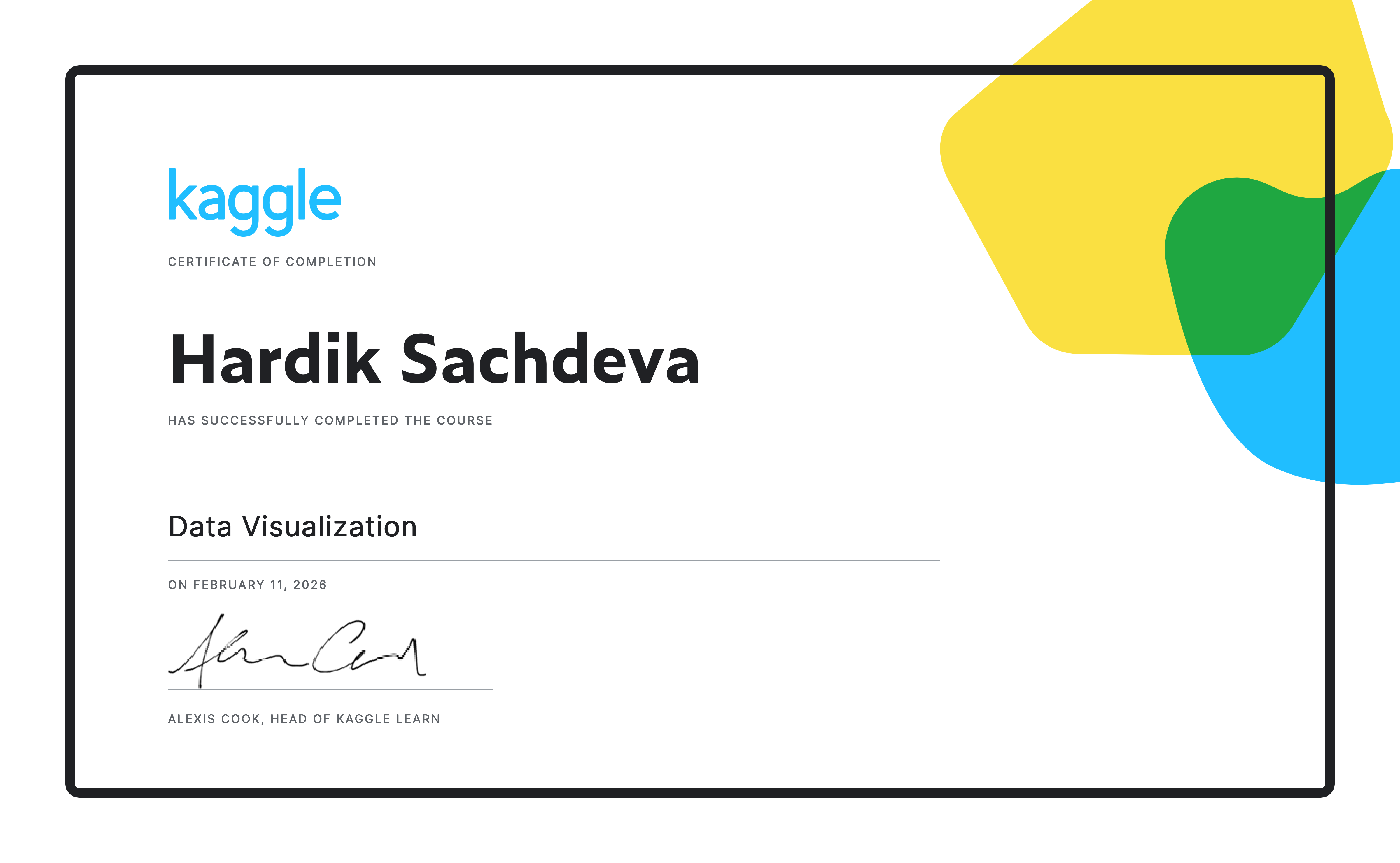 Data Visualisation certificate